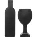 Decorative Black Metal Wall-Mounted Wine Bottle & Glass Design Cork Holders Wall Art